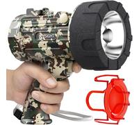BUYSIGHT Linterna recargable, foco de mano real de 1500 lúmenes, lámpara de caza impermeable con filtro rojo (verde camuflaje)