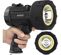 BUYSIGHT Linterna recargable TURE de 1600 lúmenes altos, foco de mano, impermeable, reflector de caza con filtro rojo (grafito negro-COB)
