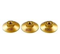 BUYTUS Cabezal de pulido plano soldado 2 pulgadas y 50 mm, herramientas lijado abrasivo for mármol, granito, cuarzo, recorte biselado(45 60 100 Grit,3PCS-M10)