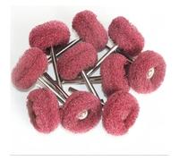 BUYTUS Cepillo mini for pulir con cabezal de lijado fieltro lana 1 pulgada, rueda pulido abrasiva, vástago 2,35/3 mm, hilo algodón(Red P320 10pcs,With 3mm)