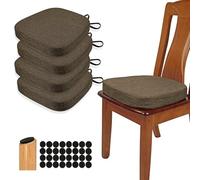 BUYUE Juego de 4 cojines gruesos de lino original para sillas de comedor de 6.35 cm, espuma de alta densidad en forma de U, cómodos cojines de asiento antideslizantes para interiores (4 unidades,