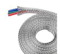 BuyUneed Cable trenzado de metal de cobre estañado, funda de blindaje de alambre trenzado de cobre trenzado, interferencia EMI/RFI, cable de blindaje de malla plana expandible para proteger el alambre