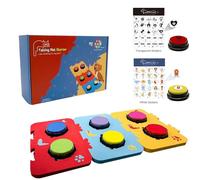 BUYVIKAY Conjunto de botones de 6 colores para perros con tres esteras y pegatinas-perro entrenamiento zumbador reproducción de grabación de su propio mensaje para enseñar a su voz de perro lo que