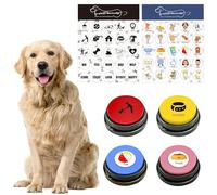 BUYVIKAY Juego de 4 botones para perros, zumbador con función de grabación para perros, entrenamiento de mascotas, botón para la comunicación, botón de grabación de voz de 30 segundos, botón grabable