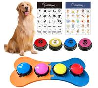 BUYVIKAY Juego de botones de 4 colores para perros para comunicación, botones de habla de perro con 50 pegatinas, botones para mascotas, entrena a tu perro para decir, botones para mascotas con