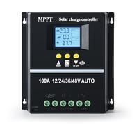BuyWeek 100A Regulador de Carga Solar MPPT 12V 24V 36V 48V Controlador de Carga Solar con dual USB e Pantalla LCD, Inteligente Regulador Solar para Plomo ácido/Litio, Máx 100V