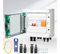 BuyWeek Caja Combinadora Fotovoltaico Solar 500V 32A PV Combiner Box con Protector Sobretensiones, Interruptor de Circuito DC, 2 String, IP65 Impermeable, para Sistemas Solares Fotovoltaico