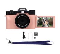 BuyW mara Digital 6K 64MP con WiFi, Cámara de Vlogging HD con Enfoque Automático y Zoom de 16X con Pantalla Abatible de 180 Grados de 3 Pulgadas, Selfie, Flash LED/luz de Relleno (Rosa)