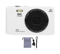 BuyW mara Digital Fotográfica 5K 72MP con WiFi, Zoom Digital 16X Autoenfoque Cámara Vlogging con Pantalla Ultra HD de 2,8 Pulgadas, Flash y Micrófono Integrados (Blanco)