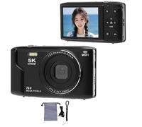 BuyW mara Digital Fotográfica 5K 72MP con WiFi, Zoom Digital 16X Autoenfoque Cámara Vlogging con Pantalla Ultra HD de 2,8 Pulgadas, Flash y Micrófono Integrados (Negro)