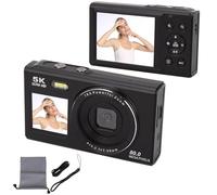 BuyW mara Digital Fotográfica 5K 80MP con WiFi, Zoom Digital 18X Autoenfoque Cámara HD Vlogging con Pantalla Dual de 2,8 Pulgadas y 1,5 Pulgadas, Flash Integrado, con Tarjeta de (Negra)