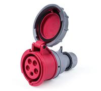 BuyWeek Enchufe industrial de 16 A, 415 V, 5 pines, 3P+N+E, resistente a la intemperie, enchufe y enchufe IP67 impermeable con cubierta, enchufe de repuesto CEE, rojo