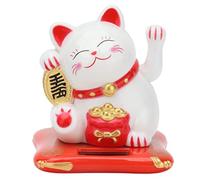 BuyW ato de la Suerte, Gato Que agita con energía Solar, Lindo Gato de Bienvenida Maneki Neko, Adorno para el Coche de la Oficina en casa(Blanco)