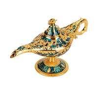BuyWeek Magic Genie Light Legend Aladdin, 12 × 4,5 × 6,5 cm, Vintage Wishing Metal para decoración de mesa coleccionable (borde dorado azul)