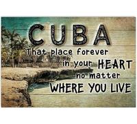 Buywell Cuba Forever in Your Heart No Matter Where You Go Horizontal, placa de metal para cumpleaños, mujeres y hombres, 30,5 x 20,3 cm