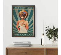 Buywell Disco Head Wine Lover Lose Your Mind Find Your Soul, póster de vino, decoración para amantes de la música y el vino, arte de la pared, letrero de metal, póster de 8 x 12 pulgadas