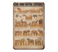 Buywell Juego de munición cartuchos de caza de cartuchos de metal carteles impresos de conocimiento decoración póster arte de pared letrero de lata decoración cartel de metal 8 x 12 pulgadas