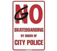 Buywell Letrero de metal con texto en inglés «Go Skateboarding Police Vintage Outhouse» para garaje, decoración de pared del hogar, póster vintage de 5.5 x 8 pulgadas