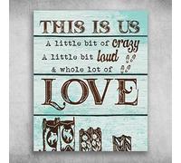 Buywell Letrero de metal con texto en inglés «This is Us A Little Bit of Crazy and Whole Lot of Love» para exteriores, 14 x 20 cm, divertido póster decorativo para jardín, gente, cueva, cerveza, hogar