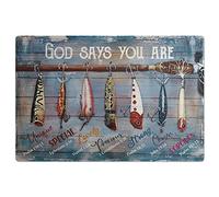 Buywell Letrero de metal divertido con diseño retro de pesca, Dios dice que eres, decoración de pared de 30 x 20 cm