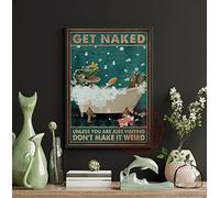 Buywell Letrero retro de metal con diseño de dinosaurio T-Rex Get Naked Don't Make It Weird para baño, arte de pared de baño, decoración de pared de baño, letreros divertidos de baño de 5.5 x 8