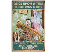 Buywell Letrero vintage de hojalata con texto en inglés "Once Upon a time There was a boy who Liked The Large Size Very Much", 12 x 16 pulgadas