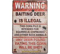 Buywell Placa de metal para póster con texto en inglés "Warning Baiting Deer is Illegal", para pared, para el hogar, cocina, bar, cafetería, 8 x 12 pulgadas