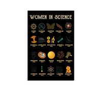 Buywell Póster de mujeres en ciencia, póster de profesor de ciencias, póster vintage de decoración de póster de arte de pared, letrero de metal, póster de 8 x 12 pulgadas