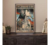 buywell Póster impreso en lienzo con texto en inglés "Girl They Whispered To Her You Cannot Withstand The Storm I Am The Storm She Whispered Back", arte retro de niña, póster de chica en el bosque, 20