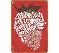 Buywell Strawberry Fields Forever - Letreros clásicos de metal para decoración del hogar, póster de decoración vintage para decoración del hogar, póster de pared, letrero de metal, 8 x 12 pulgadas