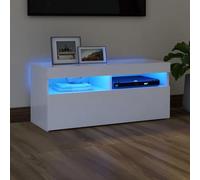 Buzaza Mueble de TV con Luces LED Blanco 90x35x40 cm Mueble TV Salón, Mesa TV Moderno, Mesa para Televisores, Estilo Nórdico