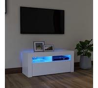 Buzaza Mueble de TV con Luces LED Blanco 90x35x40 cm Mueble TV Salón, Mesa TV Moderno, Mesa para Televisores, Estilo Nórdico