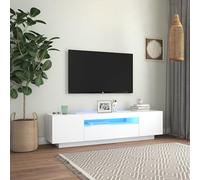 Buzaza Mueble para TV con Luces LED Blanco 160x35x40 cm Moderno Mueble de TV, Soporte Multiusos para el hogar y la Oficina