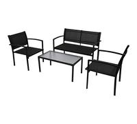 Buzaza Set de Muebles de jardín 4 Piezas textilene Negro mobiliario Jardin y terraza Exterior Muebles terraza Exterior Mueble Jardin