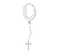 BUZHI - Collar de rosario luminoso que brilla en la oscuridad, collar en Y con cuentas de rosario de plástico, cuentas de oración catolicística, color aleatorio