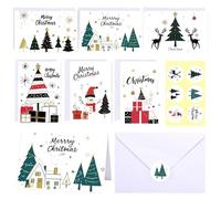 Buziba 48 Pack Christmas Cards Holiday Greeting with Envelopes and Stickers Festive Designs Boxed Blank inner page (8x 6inch)