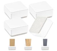 BUZIFU 4 PCS Elevadores de Muebles Cuadrados Elevador de Cama Blanco Adhesivo Pata para Elevar Muebles 3cm de Altura Alza de Muebles de Acero al Carbono y Fieltro para Elevar Mesa Sofá Sillón Armario