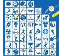 BUZIFU 50 PCS Plantillas Deportivas para Dibujar, Plantilla de Pelota para Pintar 10cm, Plantillas Reutilizables con Diseños de Fútbol Baloncesto Bádminton y Más para Manualidades Arte y DIY Proyecto