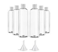BUZIFU 6 Piezas Botes Plástico 100ml Botellas de Viaje Rellenables Transparente Botellas de Plástico para Viaje Botellas de Viaje con 2 Embudos para el Champú, Suavizante, Gel y Crema Hidratante