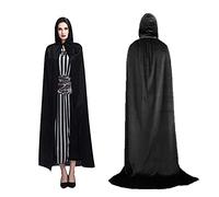 BUZIFU Capa Negra para Adulto y Niño, Capa con Capucha para Fiesta de Disfraces, Capa de Vampiro, Capa de Bruja, Capa de Elfo, Capa de la Muerte, para un Disfraz de Halloween o Carnaval (Talla L)