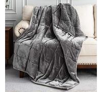 BUZIO Manta Con Peso Tamaño King Para Adultos - Sherpa de 7 kg Con Forro Polar de Felpa Suave - Gruesa, Ideal Para Dormir y Calmar - 150 x 200 cm, Gris