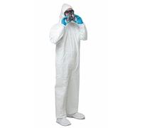 Buzo mono con capucha protección impermeable laminado Cat III tipo 5B/6B. Color blanco. Talla M