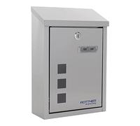 Buzón Casa Inox de Rottner, Cerradura de cilindro con 2 llaves, Fabricado en acero inoxidable, An x Al x Pr 220x325x100 mm, Kit de fijación incluido, Tarjetero, Ventanita de visualización