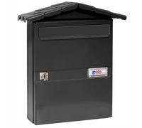 BTV Buzón exterior Modelo Chalet negro, acero galvanizado con cerradura 34.6x29.9x8.7 cm