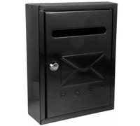 Buzón Clásico de Pared Correo, Buzón de Exterior de Metálico con Cerradura y Llaves, Buzón de Gran Capacidad para Cartas, Fácil de Instalar (26x20x7.5cm, Negro)