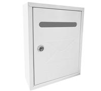 Buzón Clásico de Pared Correo, Buzón de Exterior de Metálico con Cerradura y Llaves, Buzón de Gran Capacidad para Cartas, Fácil de Instalar (26x20x7.5cm, Blanco)