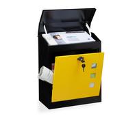 Relaxdays Buzón correos exterior de pared grande amarillo,negro