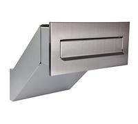 Buzón de acero inoxidable/plata, parte delantera + puerta trasera V2A XXL (acero inoxidable/plata)