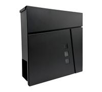 Buzón Relaxdays con Espacio para periódicos, HBT: 37,5 x 37 x 10,5 cm, DIN C4, Impermeable, 4 Llaves, Negro