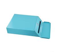 Buzón de correo con cerradura con 2 llaves, rústico, vintage, para uso en exteriores o interiores, buzón de pared seguro para el hogar, jardín, oficina o pared comunitaria (azul)